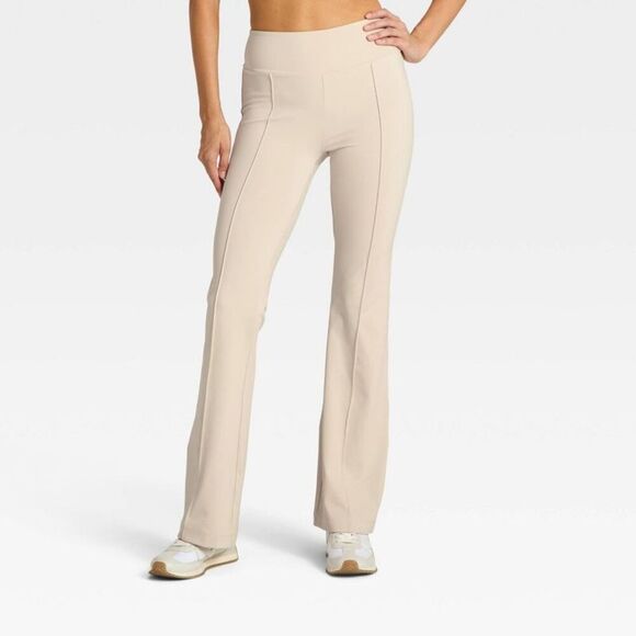 All In Motion Pants - Women's High-Rise Fleece Lined Winter Flare Leggings - All In Motion Gray S